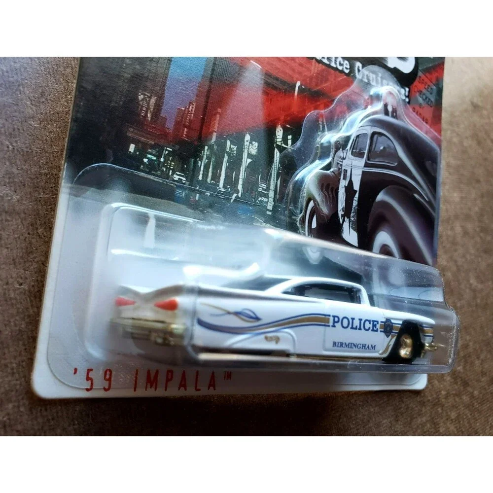 1999 Hot Wheels '59 IMPALA White COP RODS Birmingham AL Police Dept 1:64 Gold RR